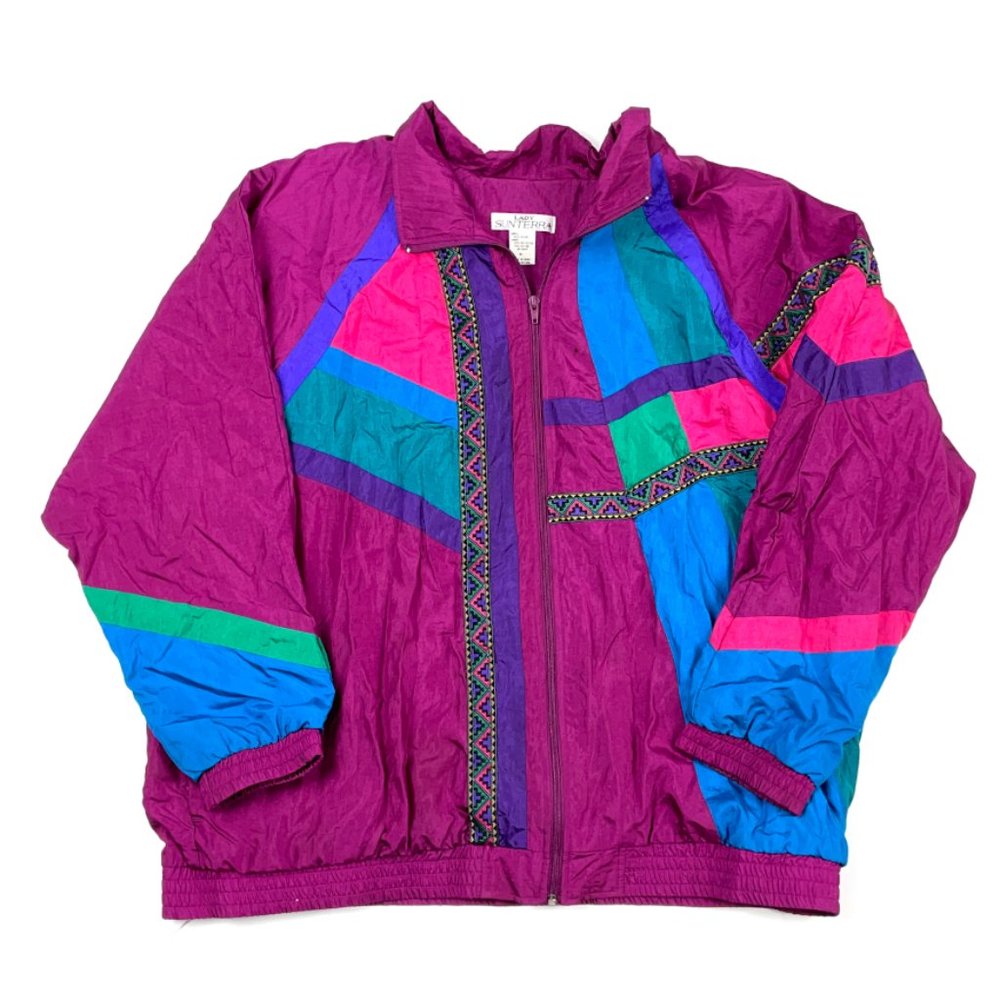 VTG 90s Colorful Full-Zip Windbreaker Jacket Rap